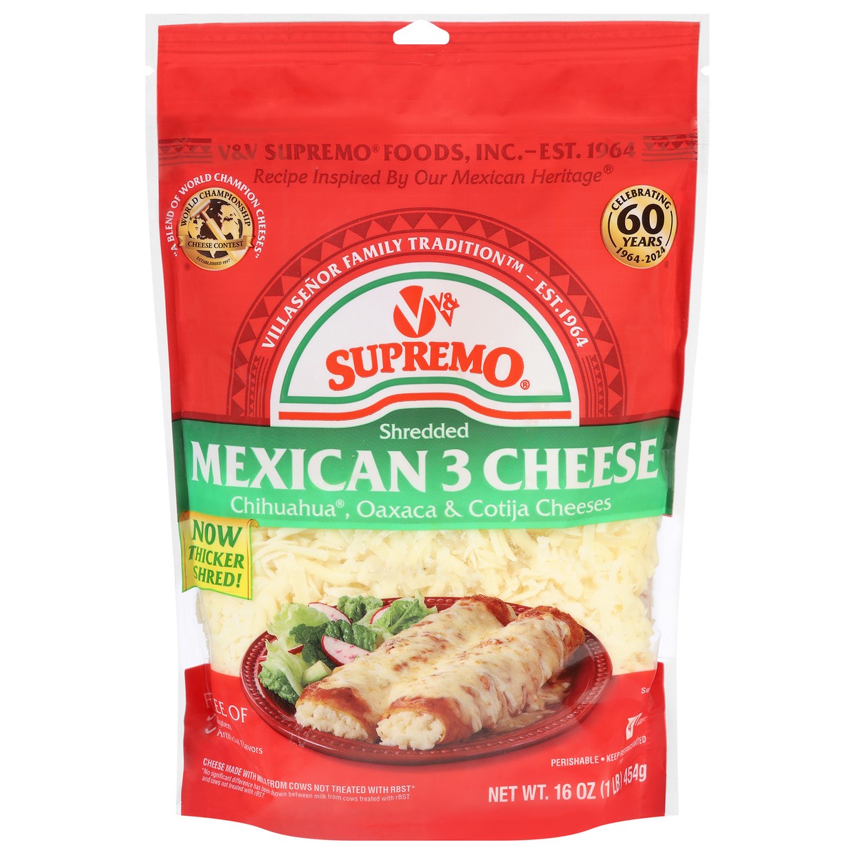 slide 1 of 13, Supremo Shredded Mexican 3 Cheese 16 oz, 16 oz