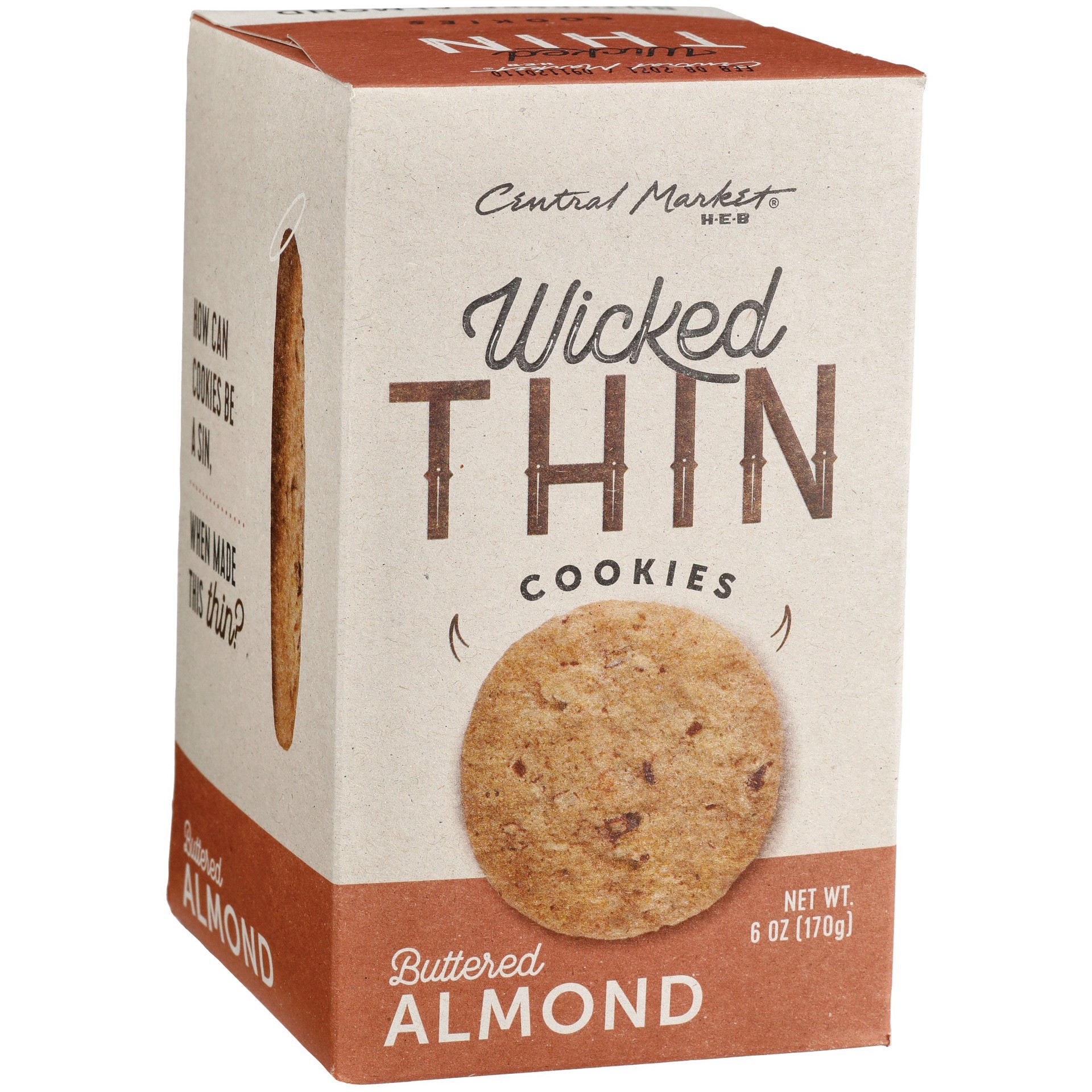 slide 1 of 1, Central Market Wicked Thin Buttered Almond Cookies, 6 oz