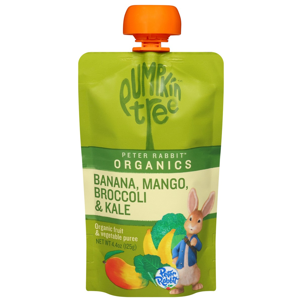 slide 1 of 9, Pumpkin Tree Peter Rabbit Organics Organic Banana, Mango, Broccoli & Kale Fruit & Vegetable Puree 4.4 oz, 4.4 oz