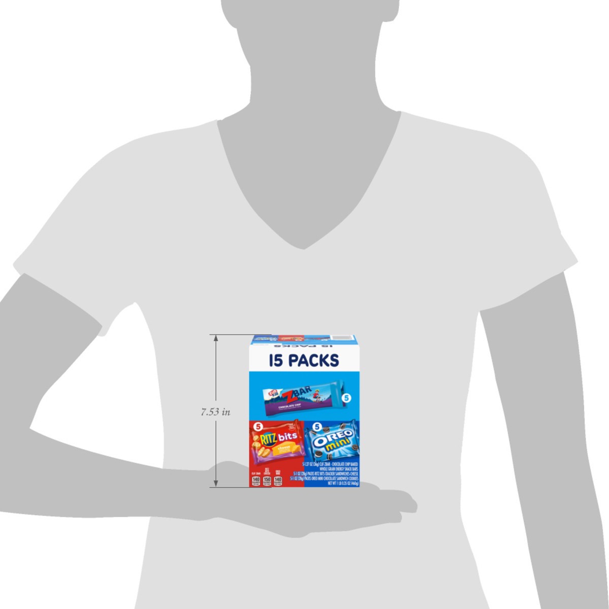 slide 7 of 14, Mondelez International Zbar Chocolate Chip Snack Bars, RITZ Bits Crackers & OREO Mini Cookies, On the Go Snacks Variety Pack, 15 Snack Packs, 16.35 oz