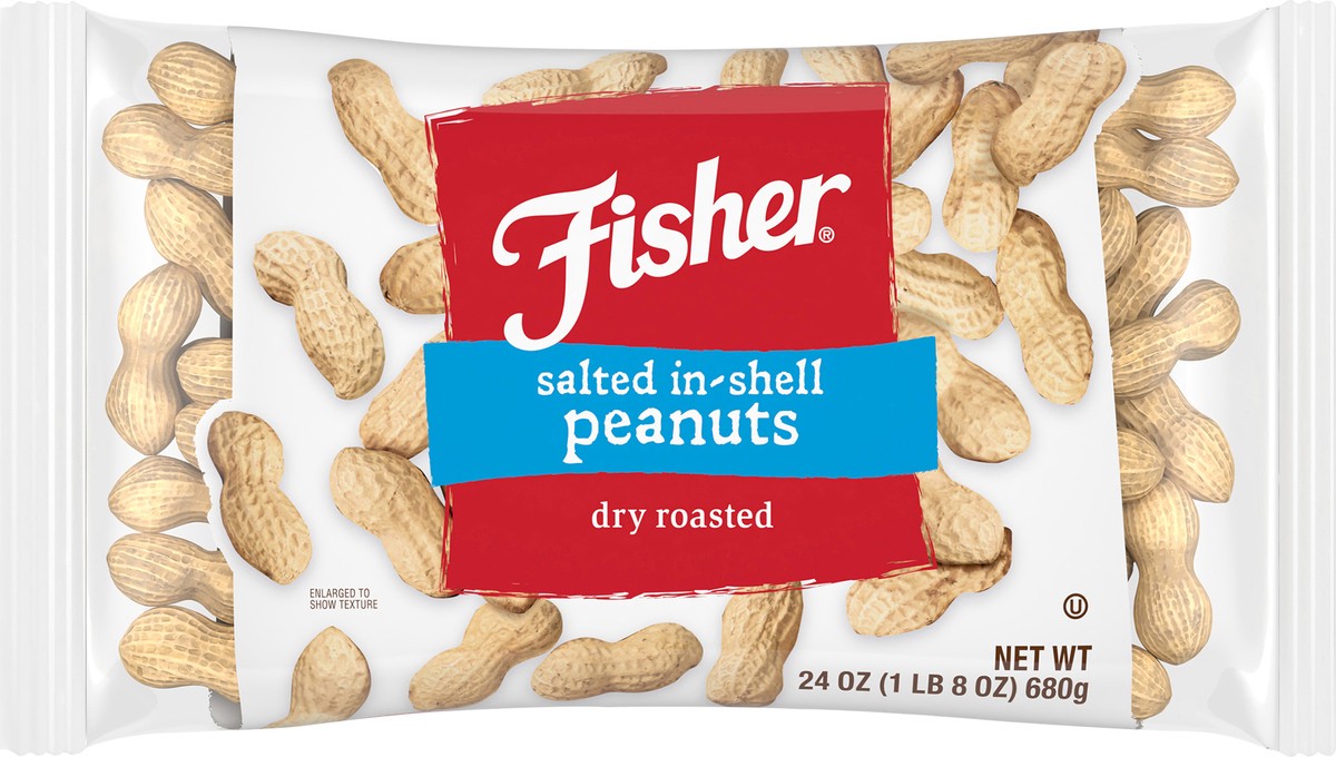 slide 12 of 14, Fisher Salted In-Shell Dry Roasted Peanuts 24 oz. Bag, 24 oz