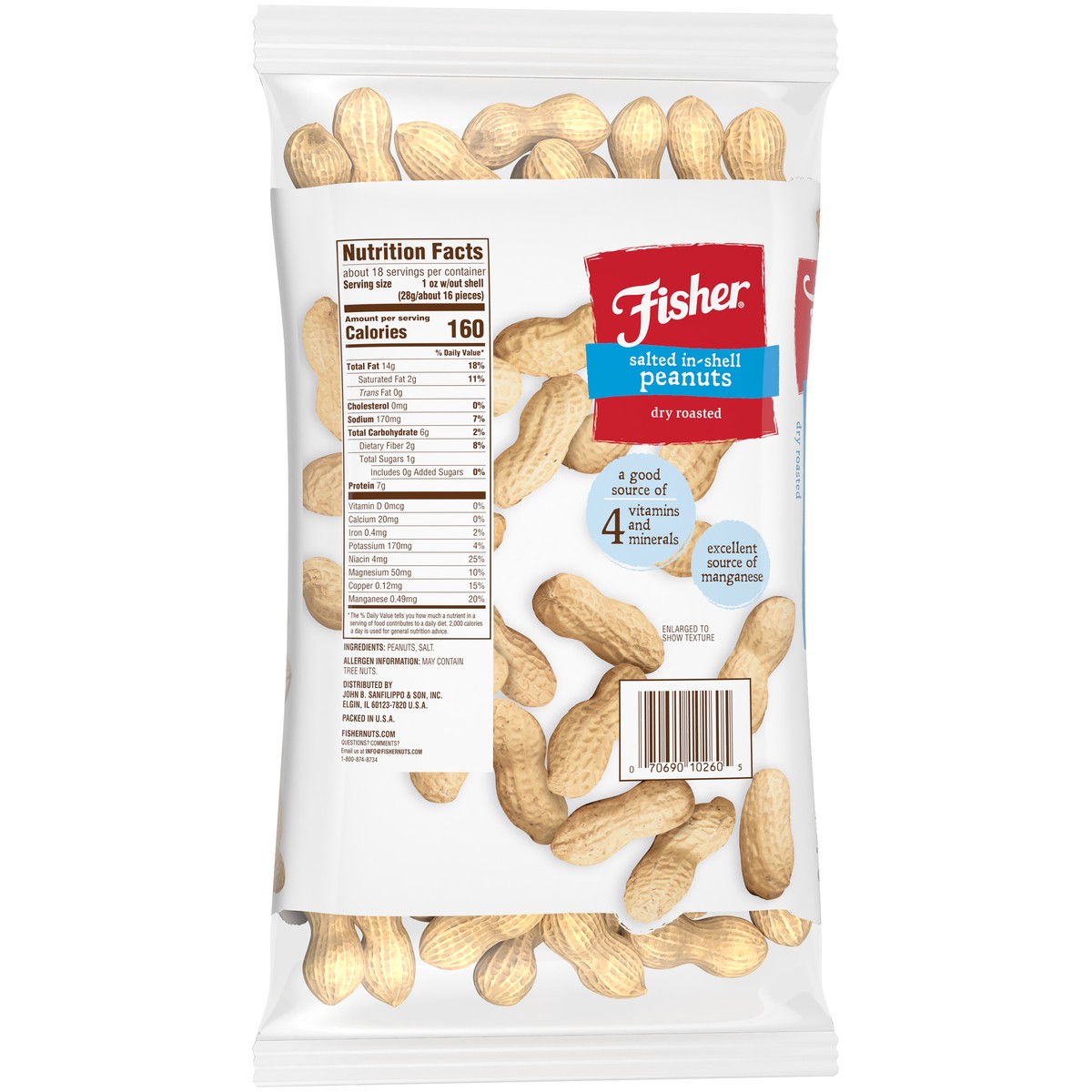 slide 8 of 14, Fisher Salted In-Shell Dry Roasted Peanuts 24 oz. Bag, 24 oz