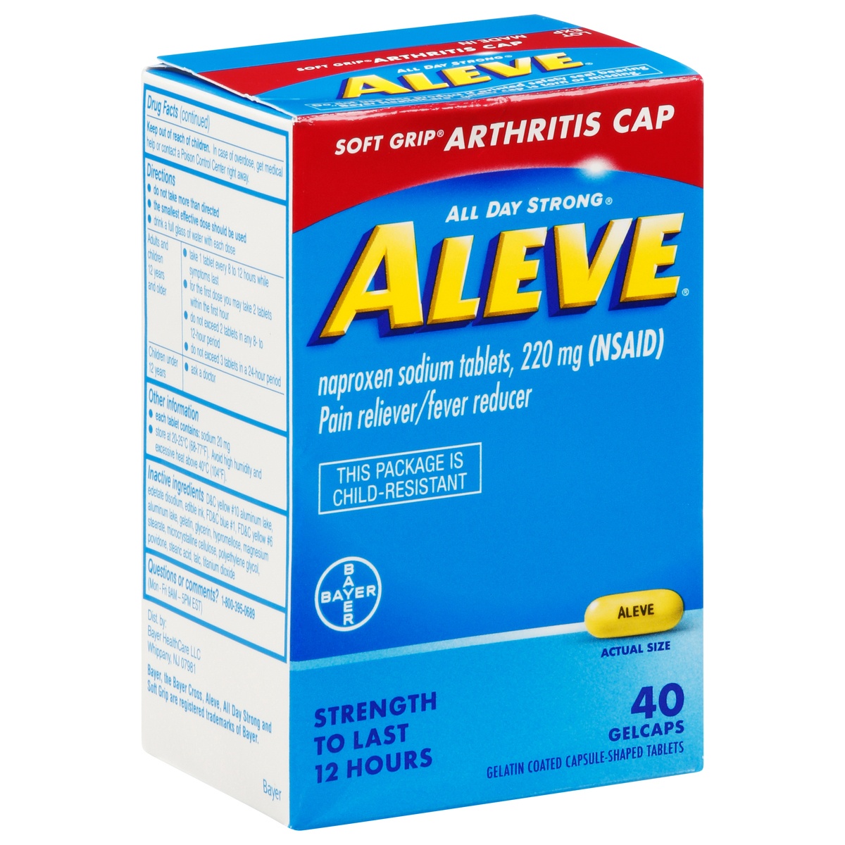 Aleve Soft Grip Arthritis Cap Pain Reliever/Fever Reducer Naprozen ...