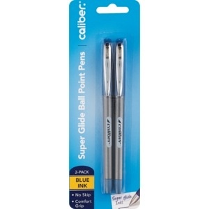 slide 1 of 1, Caliber Super Glide Ballpoint Pens, Blue Ink, 2 ct