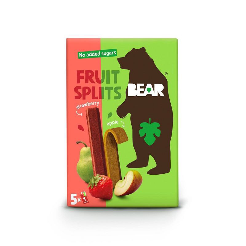 slide 1 of 5, BEAR Strawberry Apple Fruit Splits - 3.5oz, 5 ct