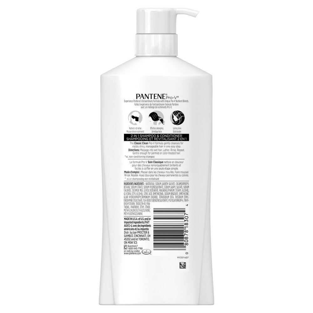 slide 4 of 5, Pantene Pro-V Classic Clean Dream Care 2 in 1 Shampoo and Conditioner, 25 fl oz