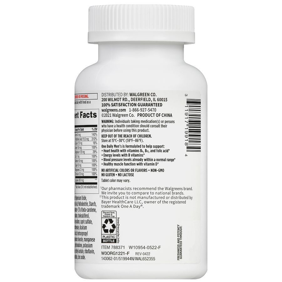 slide 4 of 5, Walgreens One Daily Men's Multivitamin Tablets, 200 ct