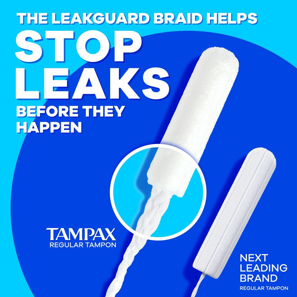 slide 5 of 6, Tampax Compact Pearl Tampons LeakGuard Protection Duo Pack Regular/Super Absorbency, 45 ct