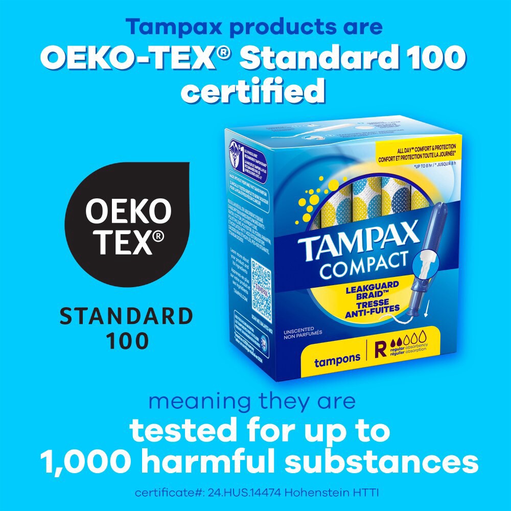slide 3 of 6, Tampax Compact Pearl Tampons LeakGuard Protection Duo Pack Regular/Super Absorbency, 45 ct
