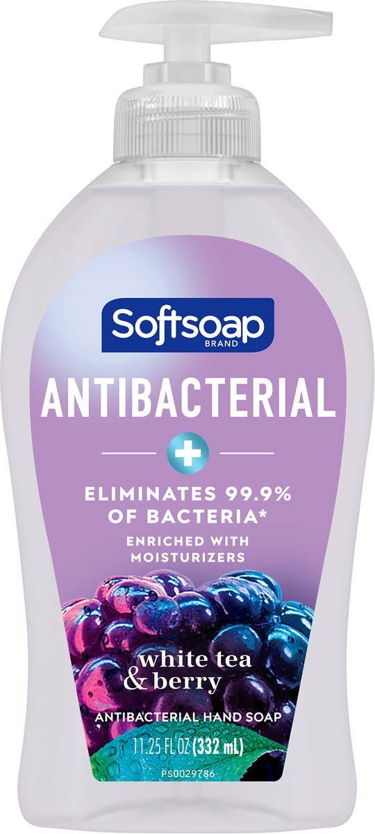 slide 3 of 7, Softsoap Antibacterial Liquid Hand Soap Pump, White Tea and Berry - 11.25 Fluid Ounce, 11.25 fl oz