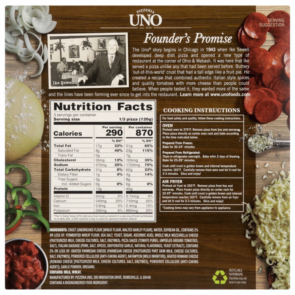 slide 2 of 3, Uno Pizzeria 6 Inch Deep Dish Sausage Pizza, 1 ct