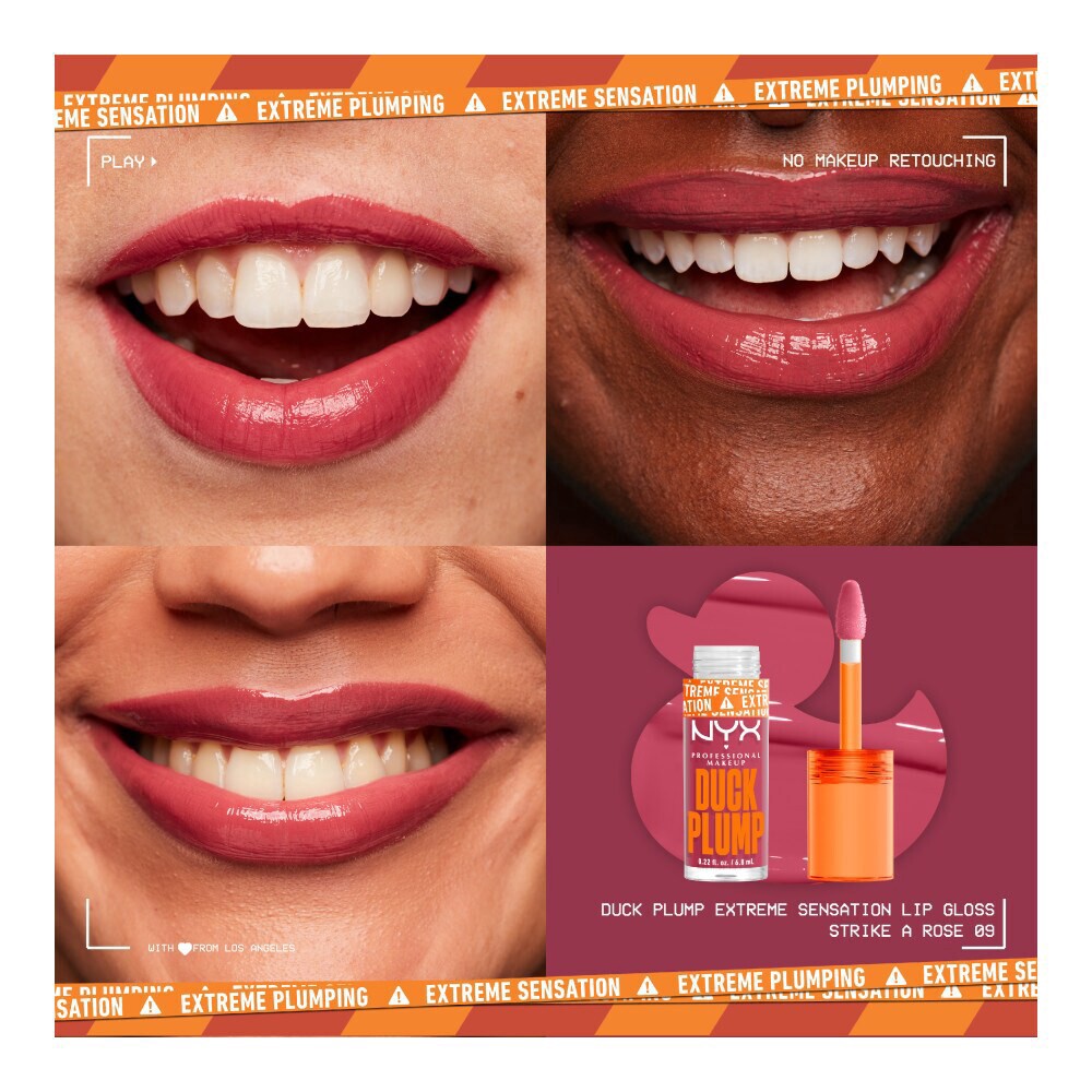 slide 3 of 6, NYX Professional Makeup Duck Plump Lip Gloss 09 Strike A Rose, 0.23 fl oz
