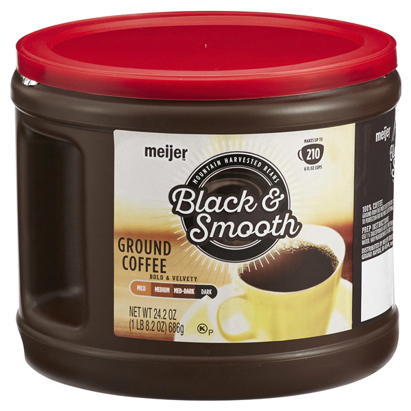 slide 1 of 1, Meijer Black & Smooth Ground Coffee, 24.2 oz