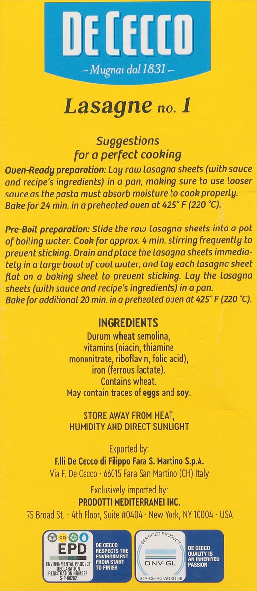 slide 13 of 13, De Cecco No. 1 Slow Dried Lasagne - 16 oz, 16 oz