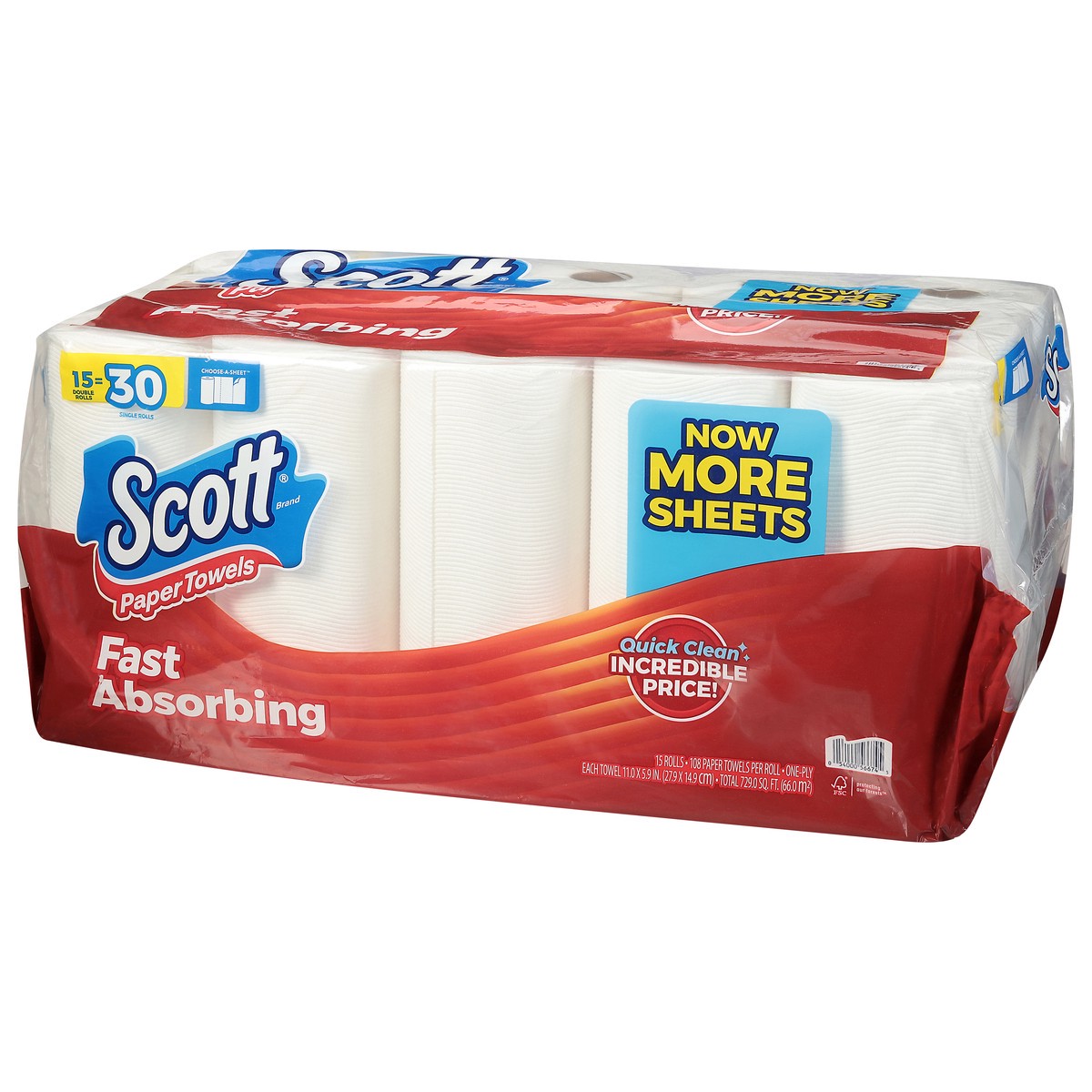 slide 6 of 10, Scott Paper Towels, Choose-A-Sheet, 15 Double Rolls = 30 Regular Rolls (108 Sheets Per Roll), 15 ct