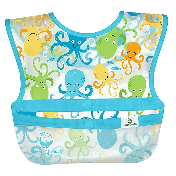 slide 2 of 4, Green Sprouts Octopus Snap & Go Wipe-Off Bibs - Aqua, 3 ct