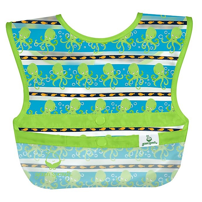 slide 4 of 4, Green Sprouts Octopus Snap & Go Wipe-Off Bibs - Aqua, 3 ct