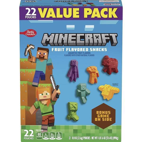 slide 1 of 1, Betty Crocker Minecraft Fruit Snacks Value Pack 22 Pouches, 17.6 oz