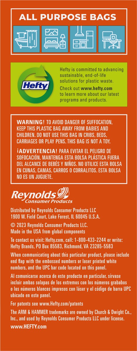 slide 5 of 9, Hefty Trash Bags, Drawstring, Medium, Ocean Water, 8 Gallon, 26 ct