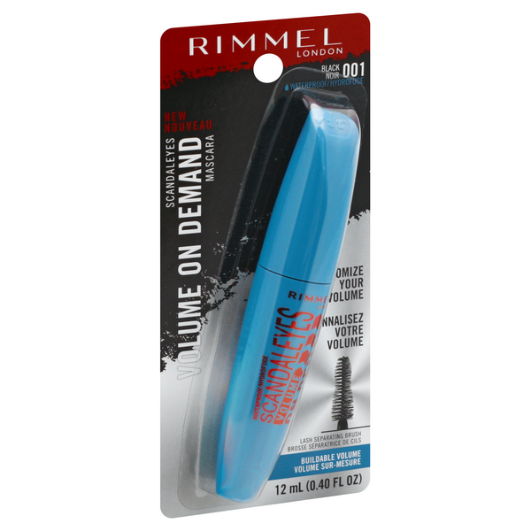 slide 1 of 1, Rimmel London Mascara, Volume On Demand, Waterproof, Black 001, 0.4 fl oz