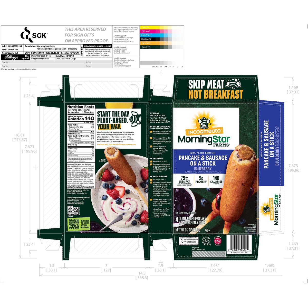 slide 7 of 13, Morning Star Farms MorningStar Farms Incogmeato Blueberry Pancake and Vegan Sausage Stick, 4 ct; 9.7 oz