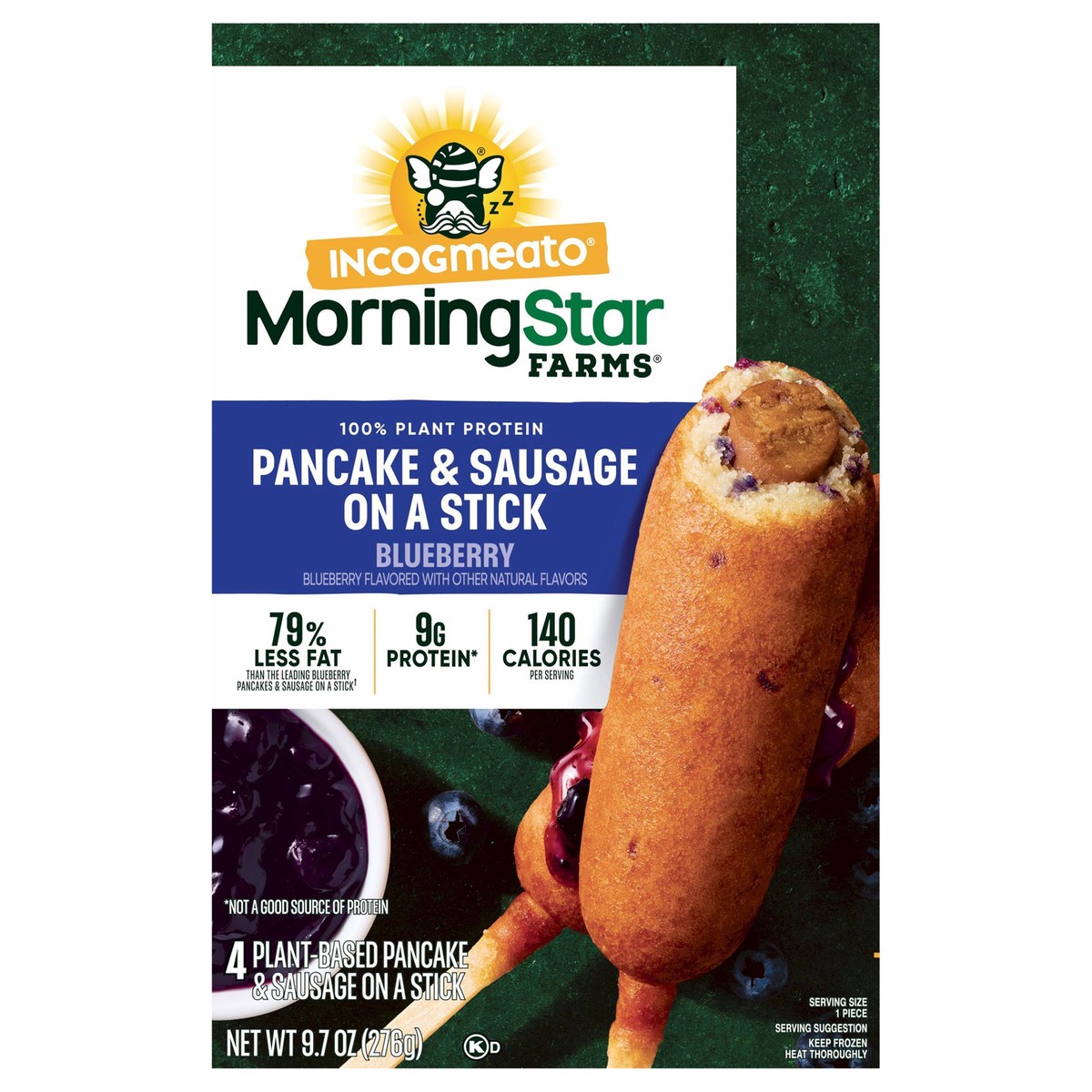 slide 2 of 13, Morning Star Farms MorningStar Farms Incogmeato Blueberry Pancake and Vegan Sausage Stick, 4 ct; 9.7 oz
