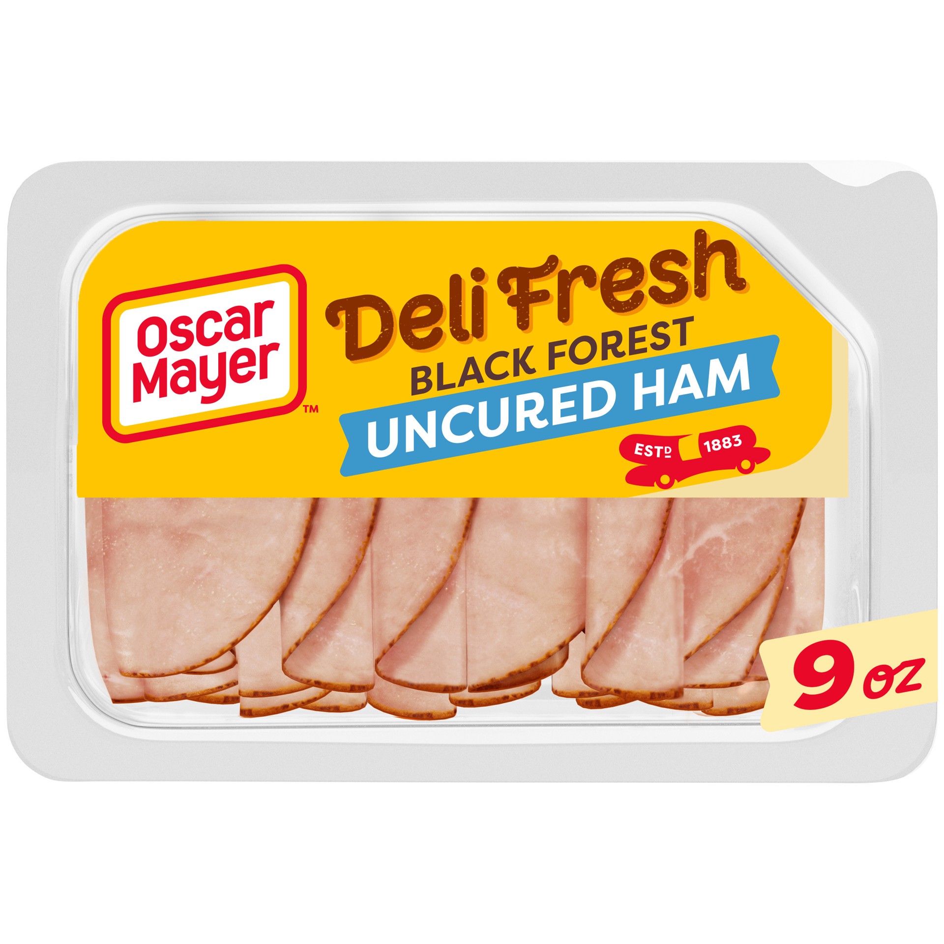 slide 1 of 9, Oscar Mayer Deli Fresh Black Forest Uncured Ham Sliced Lunch Meat, 9 oz. Tray, 9 oz