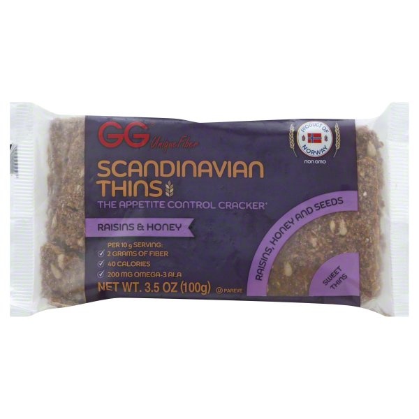 slide 1 of 6, GG Thins, Scandinavian, Raisins & Honey, 3.5 oz