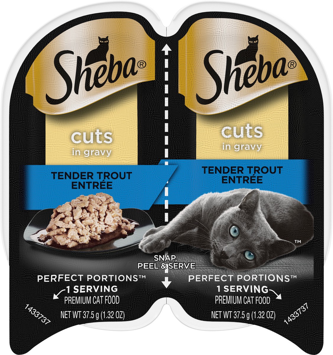 slide 3 of 14, Sheba Perfect Portions Cuts in Gravy Tender Trout Entree Cat Food 2 - 37.5 g Trays, 2 ct; 1.3 oz