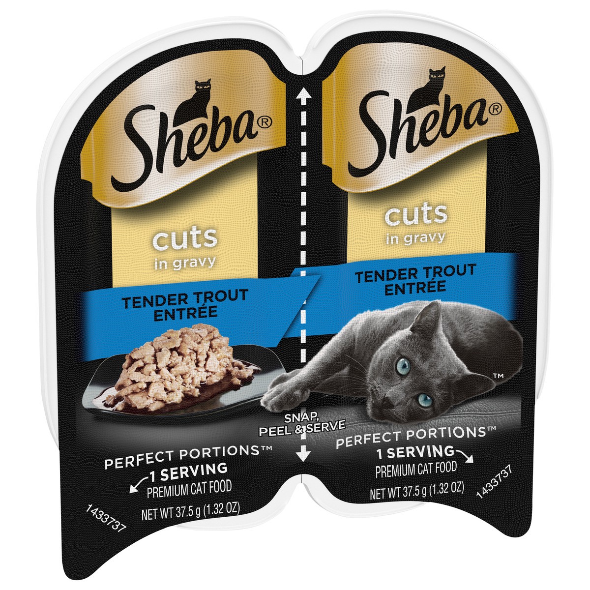 slide 4 of 14, Sheba Perfect Portions Cuts in Gravy Tender Trout Entree Cat Food 2 - 37.5 g Trays, 2 ct; 1.3 oz