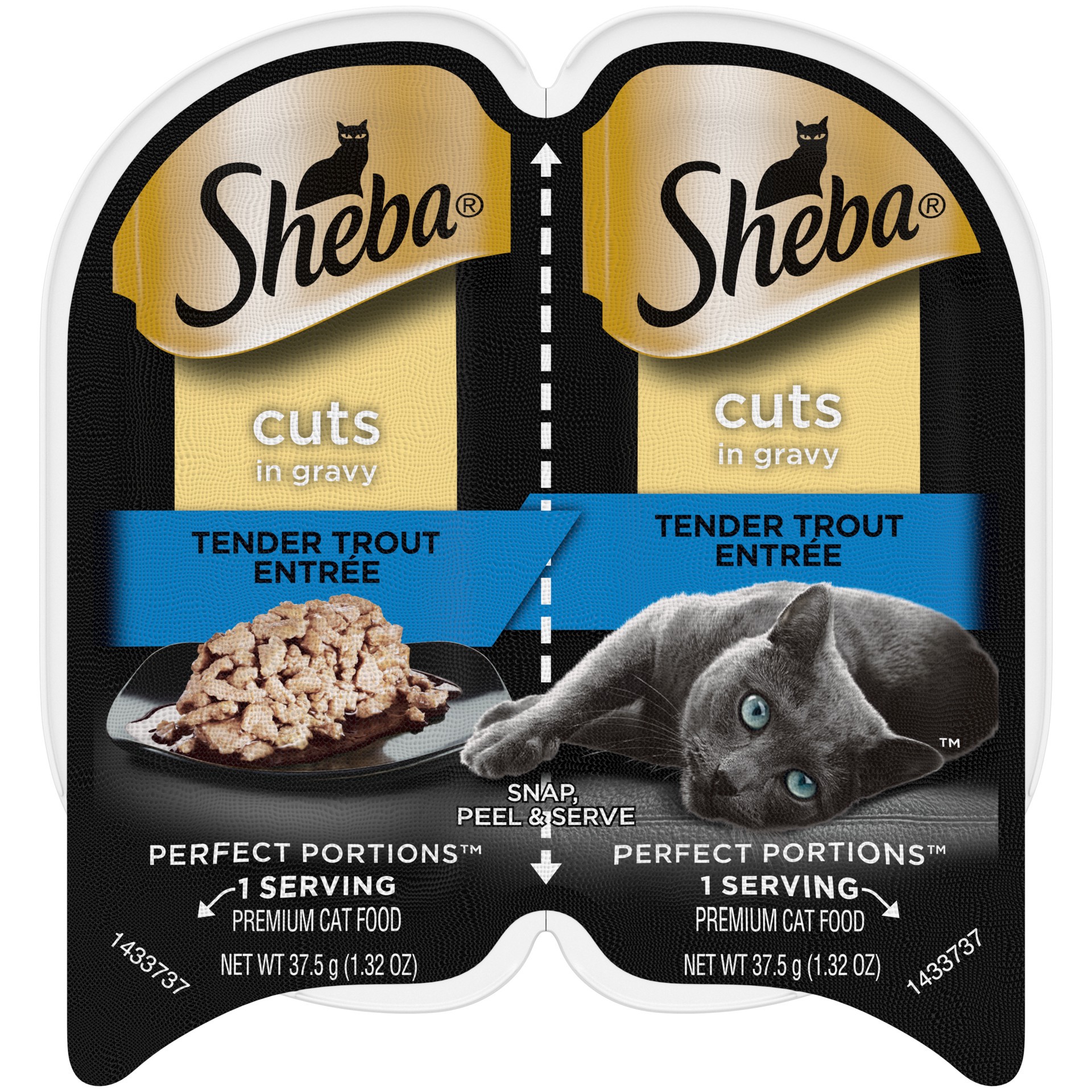 slide 1 of 3, Sheba Perfect Portions Cat Food, Cuts in Gravy, Trout, 2 ct; 1.3 oz