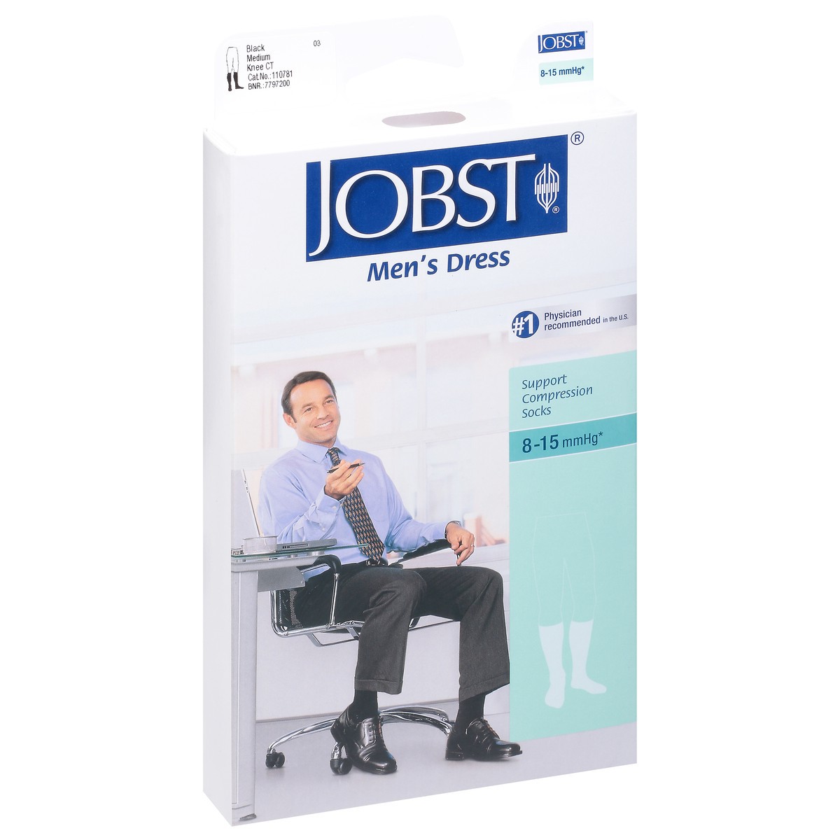 slide 2 of 9, Jobst Supportwear Men's Medium Knee-High Black Dress Socks, 1 ct