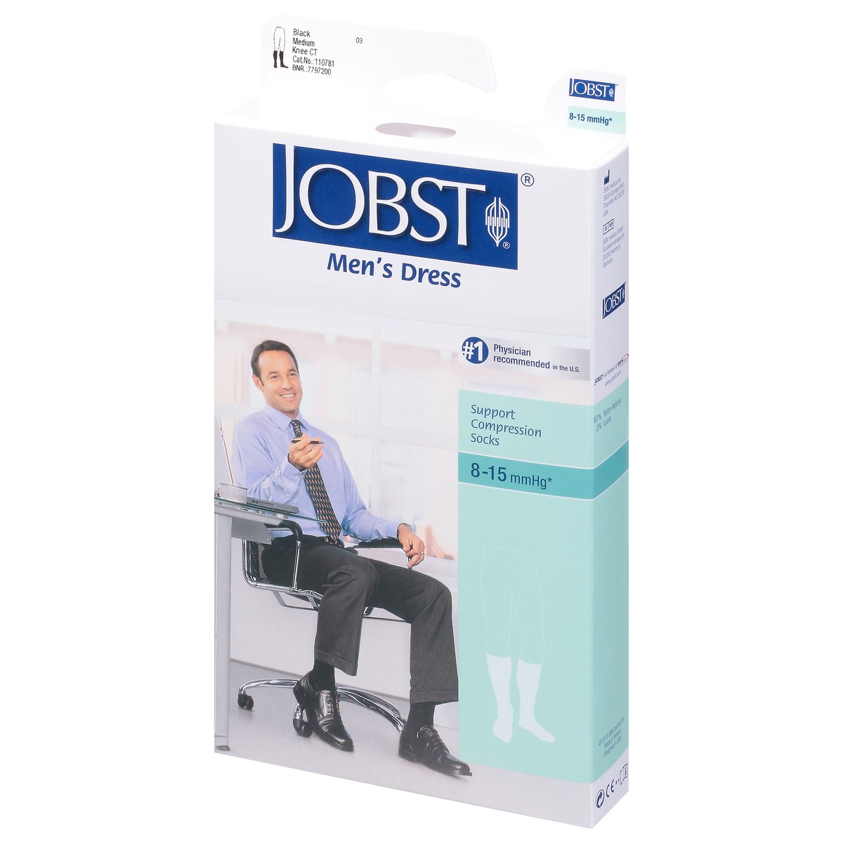 slide 3 of 9, Jobst Supportwear Men's Medium Knee-High Black Dress Socks, 1 ct