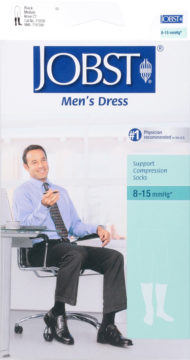 slide 6 of 9, Jobst Supportwear Men's Medium Knee-High Black Dress Socks, 1 ct