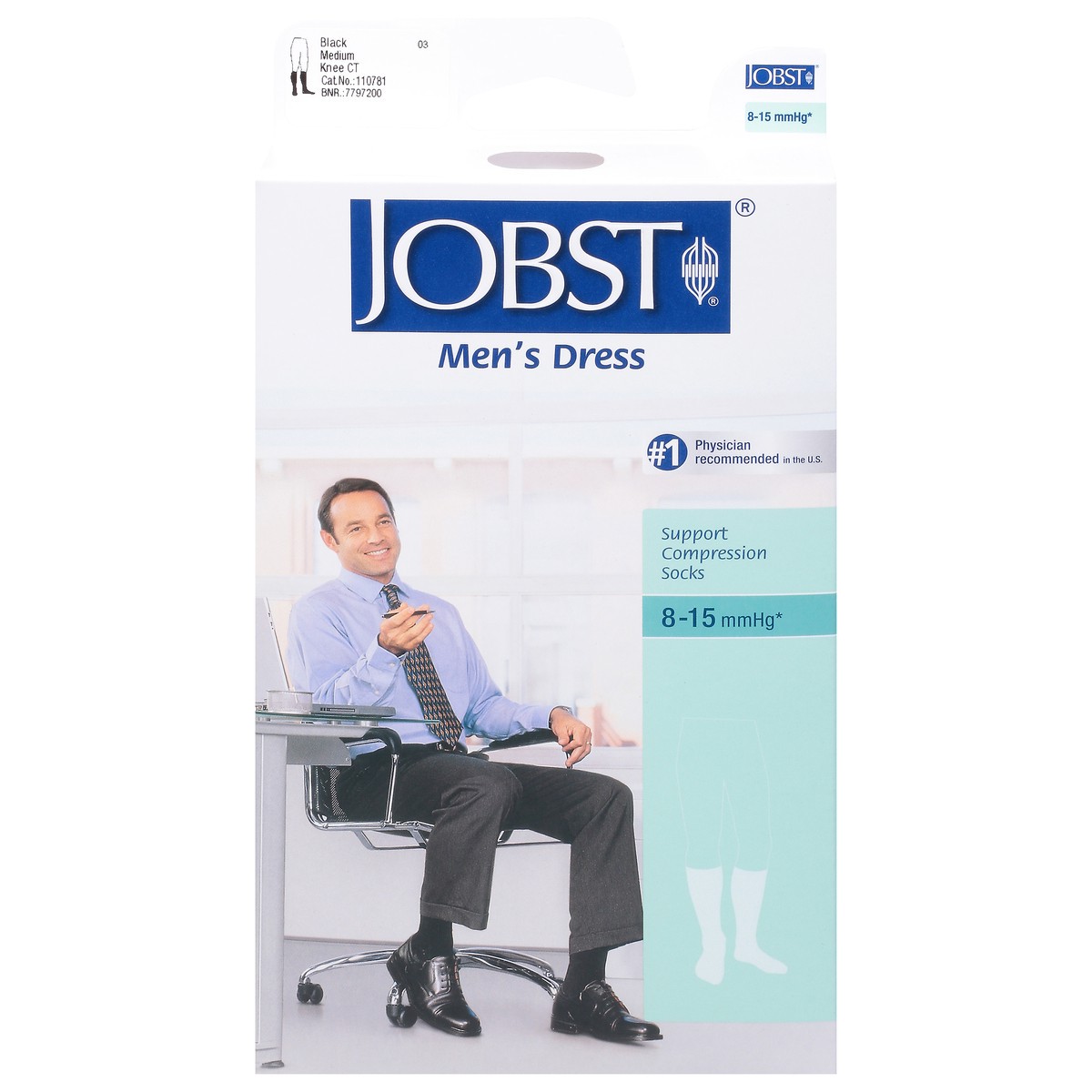 slide 1 of 9, Jobst Supportwear Men's Medium Knee-High Black Dress Socks, 1 ct