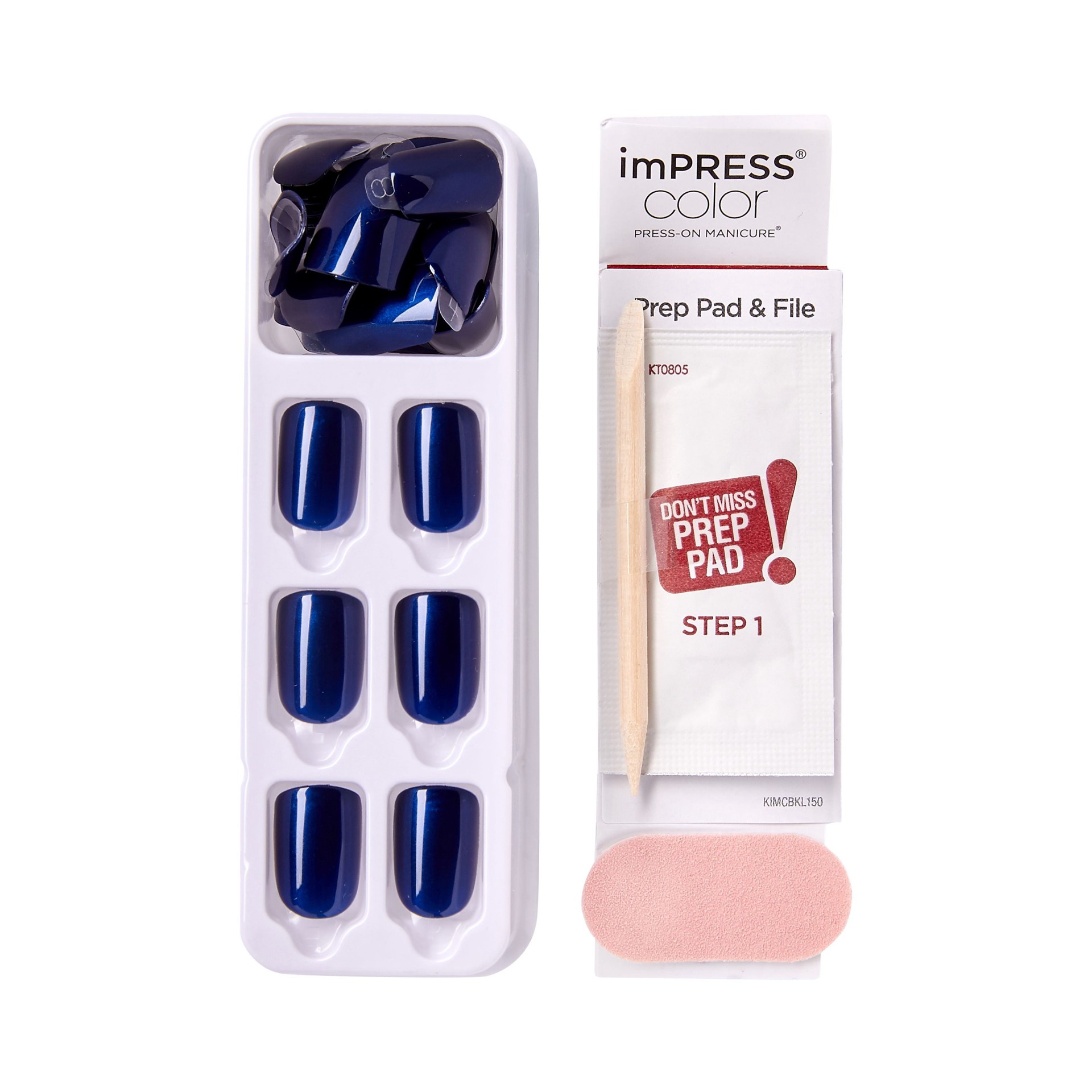 slide 3 of 5, imPRESS Color Press-On Nails, No Glue Needed, Dark Blue, Short Square, 33 Ct., 1 cnt