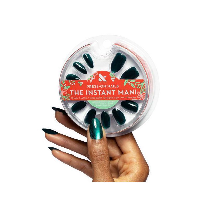 slide 6 of 6, Olive & June Press-On - M Almond - Emerald Velvet - 42ct, 42 ct