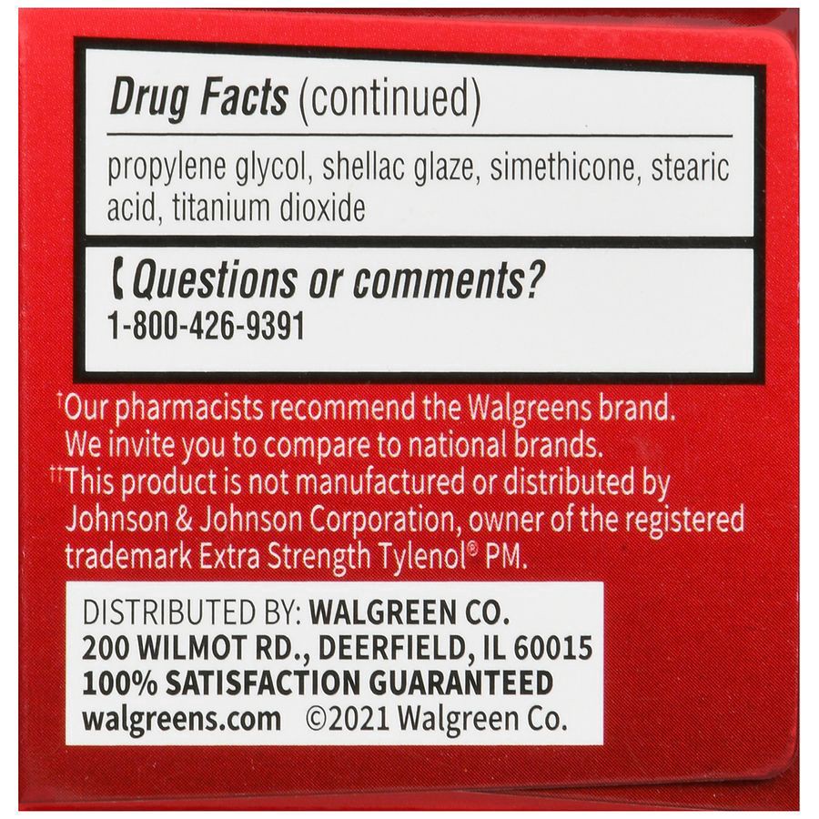 slide 2 of 5, Walgreens Extra Strength Pain Reliever Pm Acetaminophen Gelcaps 500Mg, 20 ct