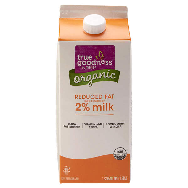 slide 1 of 5, True Goodness Organic 2% Reduced Fat Milk, 1/2 gal