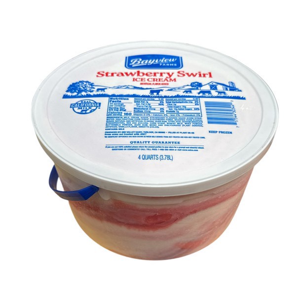 slide 1 of 1, Bay View Bayview Farms, Strawberry Swirl Ice Cream, 4 qt