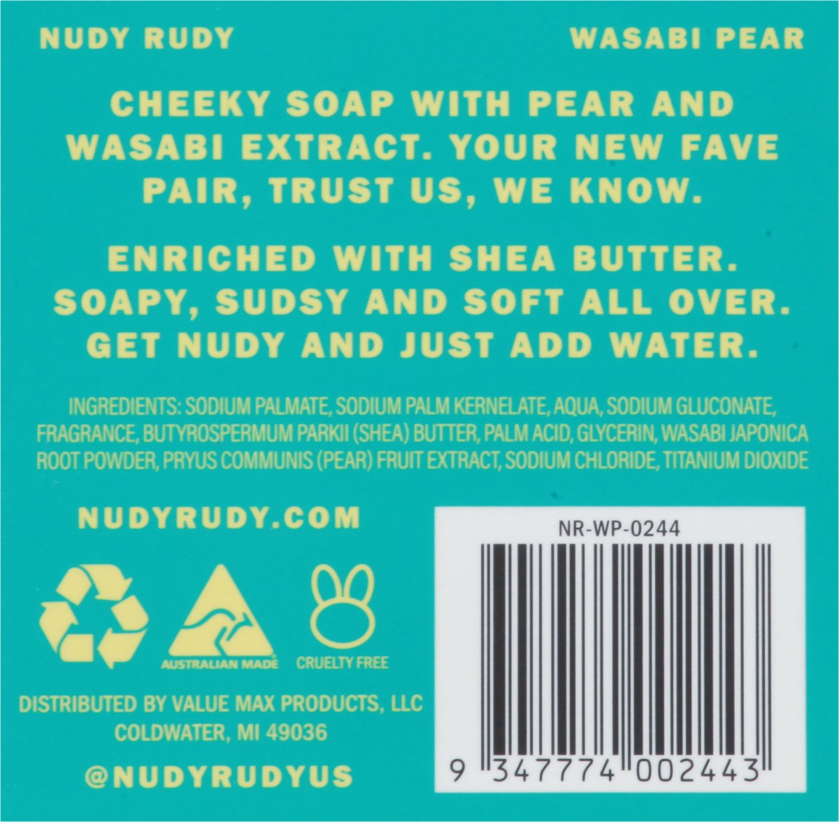 slide 8 of 9, Nudy Rudy Soap, Plant Oil, Wasabi Pear, 4.2 oz