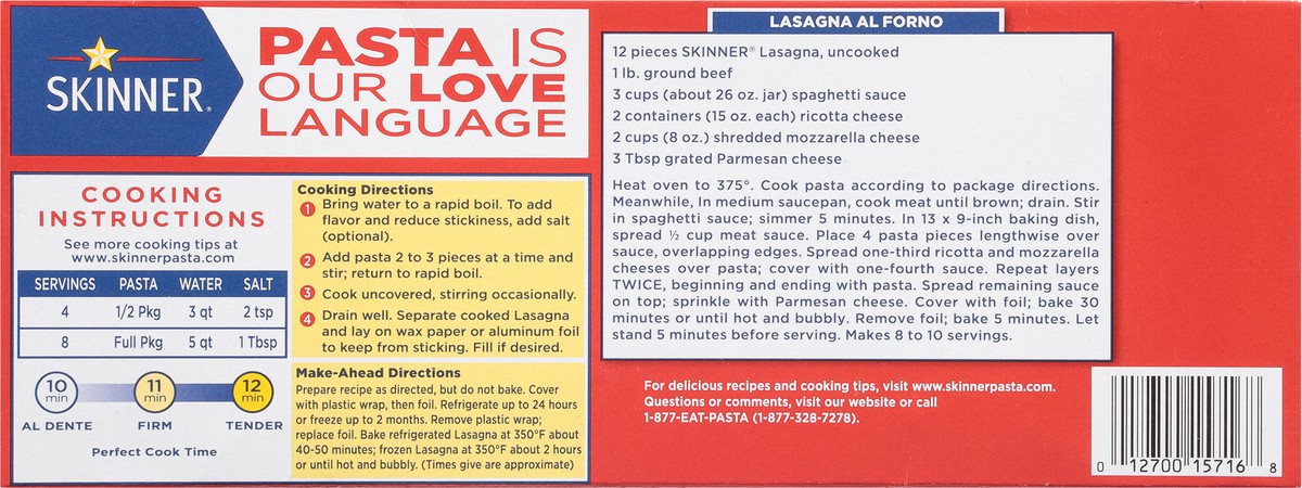 slide 10 of 14, Skinner Lasagna 16 oz, 16 oz