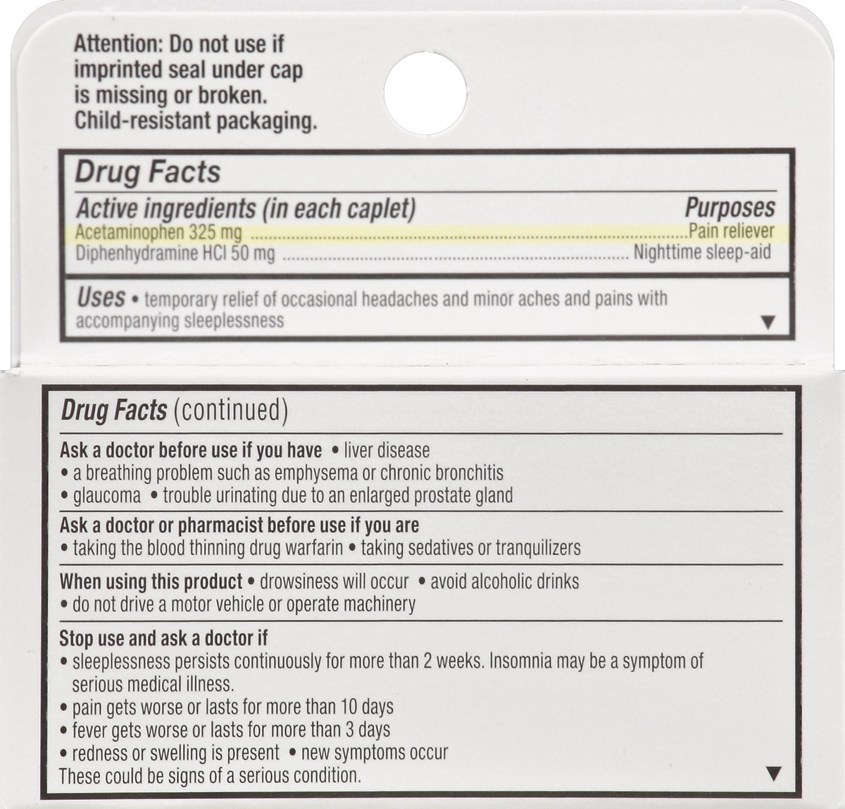 slide 6 of 6, Unisom SleepCaps PM Pain Clinical Strength Nighttime Sleep Aid Plus Pain Reliever Caplets, 30 ct