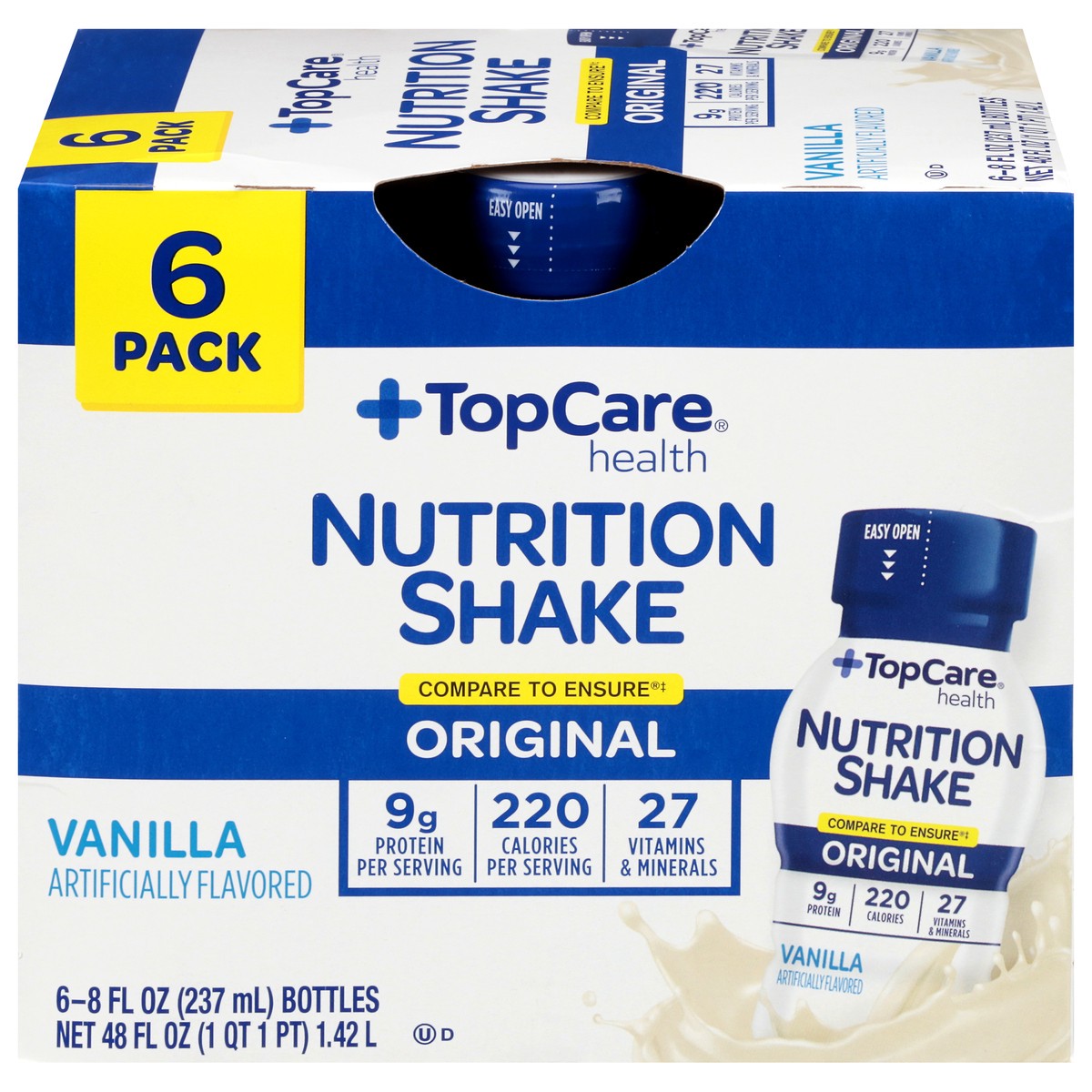 slide 1 of 9, TopCare Health Original Vanilla Nutrition Shake - 6 ct, 6 ct