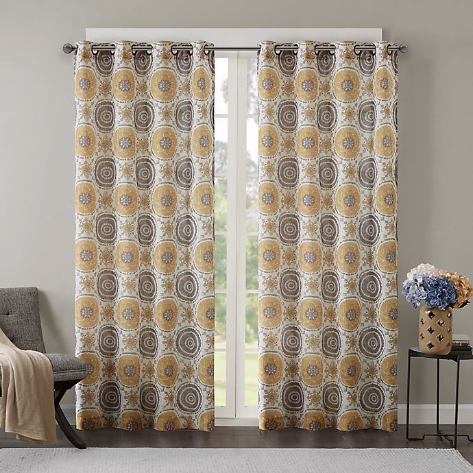 slide 1 of 1, Regency Heights Opus Grommet Top Window Curtain Panel - Gold, 84 in