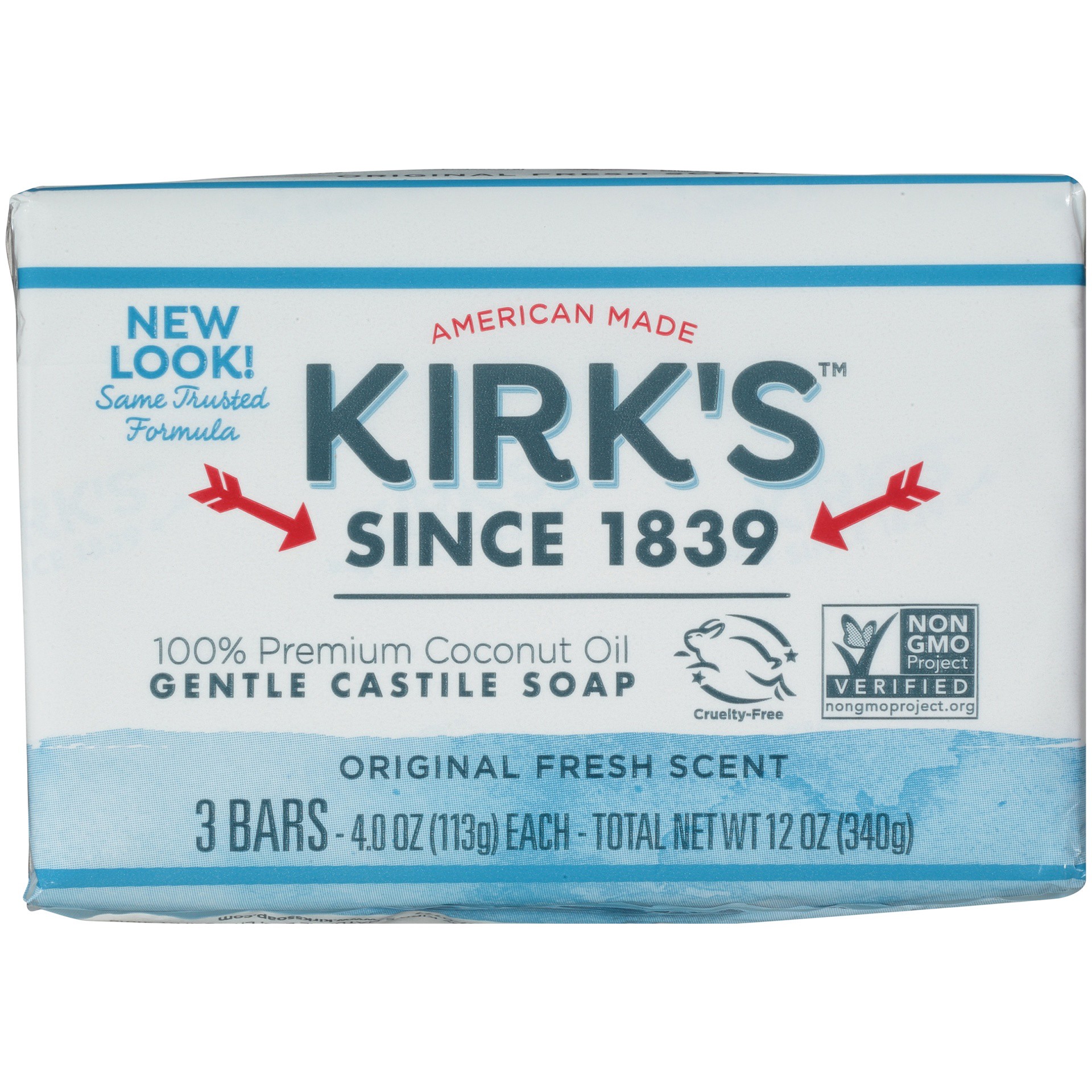 slide 6 of 7, Kirk's Original Fresh Scent Gentle Castile Soap 3 - 4.0 oz Bars, 3 ct