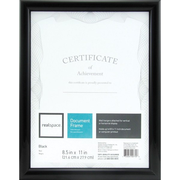 slide 1 of 3, Realspace Photo/Document Frame, Plastic, 8-1/2'' X 11'', Black, 1 ct