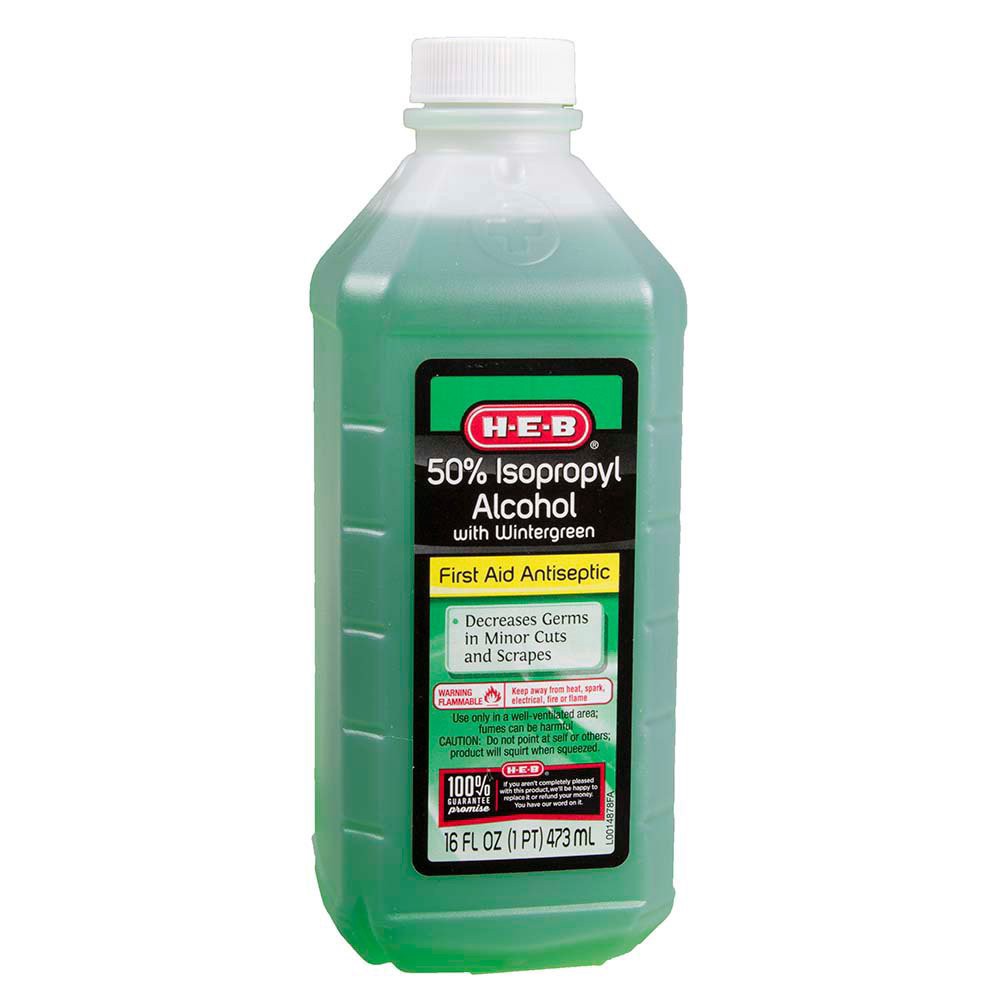 slide 1 of 1, H-E-B 50% Wintergreen Isopropyl Alcohol, 16 oz