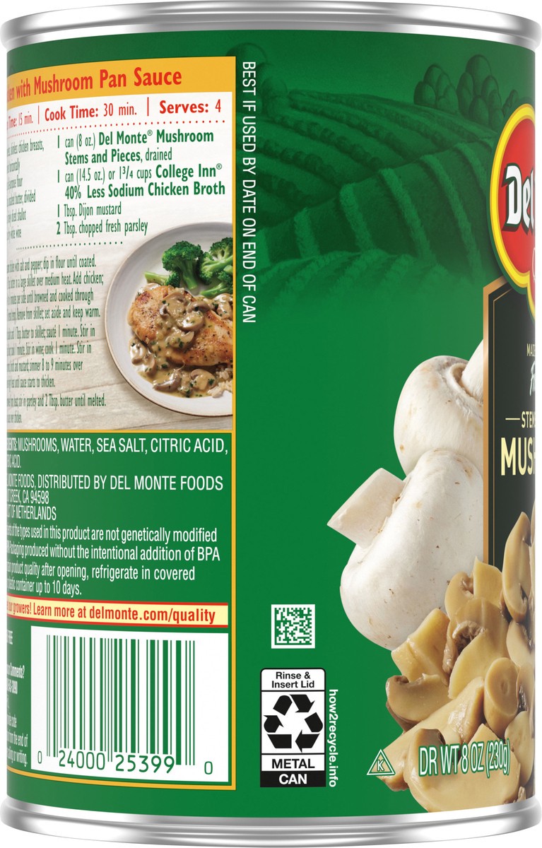 slide 2 of 7, Del Monte Mushrooms Stems and Pieces, 8 oz Can, 8 oz