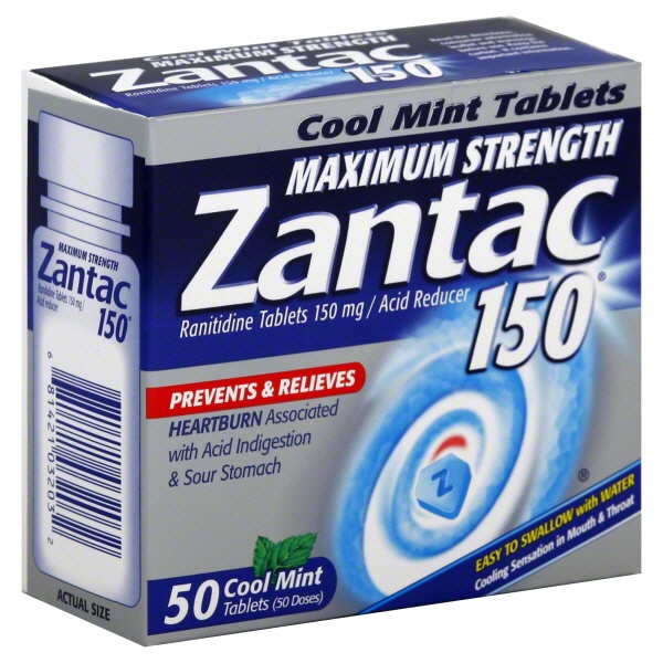 slide 1 of 1, Zantac 150 Maximum Strength Cool Mint Acid Reducer, 50 ct